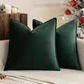 MIULEE Army Green Velvet Throw Pillow Covers 20x20 Soft Decorative Solid Square Cushion Cases Pack of 2 Modern Luxury Home Decor for Couch, Sofa, Bedroom