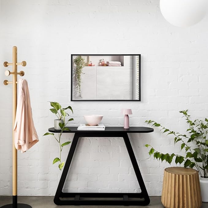 AAZZKANG Black Mirrors for Wall Rectangle Metal Framed Mirror Large 20"x16" Modern Decorative for Bedroom Bathroom Living Room Entryway Hanging Vertically or Horizontally