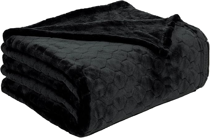 TOONOW Fleece Blanket Fuzzy Plush Throw Blanket Twin Size 60" x 80", Super Soft Fluffy Bed Blanket Geometric Pattern Comfy Microfiber Flannel Blankets for Couch, Bed, Sofa, Black