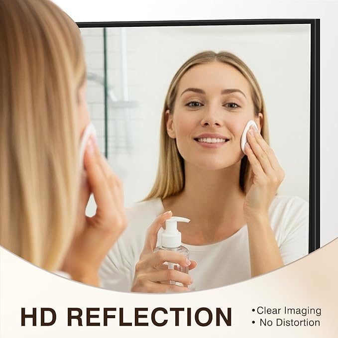 FICTOR Bathroom Vanity Mirror-Black,60x30 Inch, Shatterproof & Anti-Rust, Wall Mount Large Rectangle Mirrors with Metal Frame for Over Sink, Bathroom, Bedroom, Living Room,Entryway