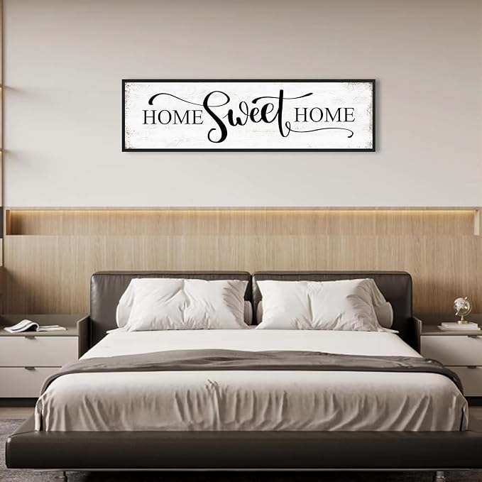 Home Sweet Home Wall Decor Above Bed 16"x48" Framed Large Bedroom Signs Decor for Master Family Room Living Room Dining Room,Modern Farmhouse Ructic Home Sign Behind Couch Wall Decor