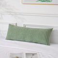 UGASA 14x36 Inch Pillow Cover Pack of 1 Soft Boho Stripe Corduroy Large Long Rectangular Lumbar Cushion Cover Farmhouse Decorative Throw Pillowcase for Bed Couch Sofa Bedroom Living Room Sage Green