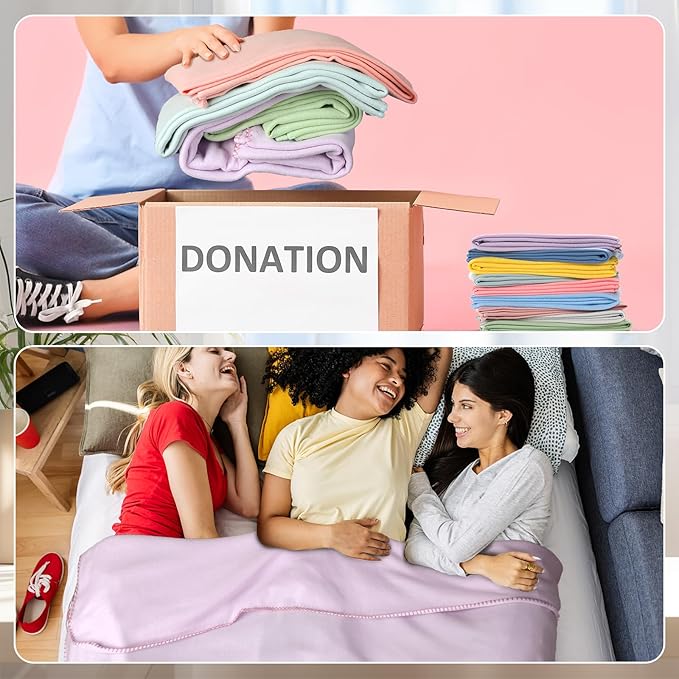 10PCS Pastel Fleece Blankets Bulk 50 X 60, Soft Lightweight Throw Blanket Kit Cozy Blankets Bulk for Bed Sofa Couch Warm Pet Fleece Blanket Set for Wedding Homeless Home Office Travel Gift for Seasons