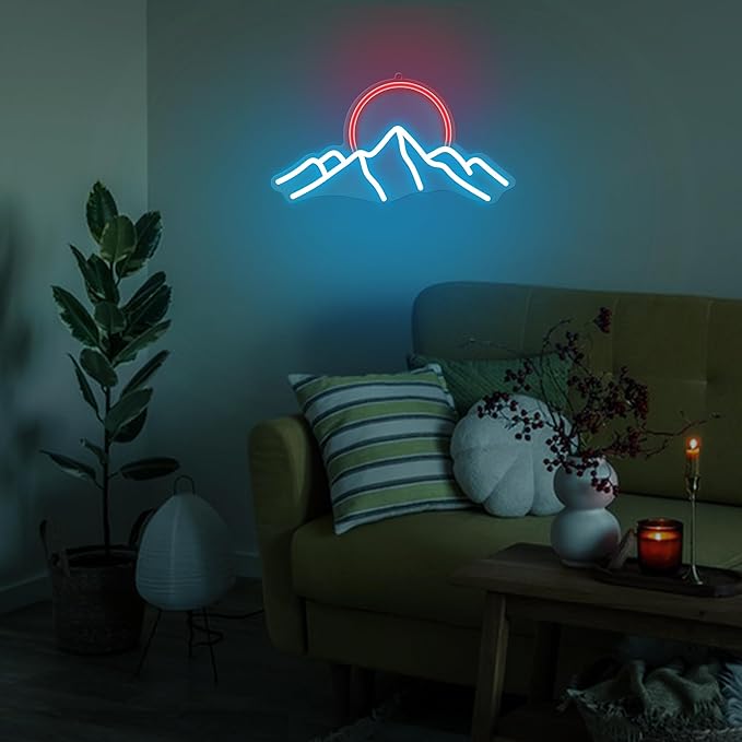 Mountain Neon Sign for Wall Decor, Anywin Dimmable Sunrise Sunset Led Signs with Ice Mountains Neon Signs Art For Living Room, Bedroom Gaming Room, Hotel Decor, Cool Gifts for Friends, Partner