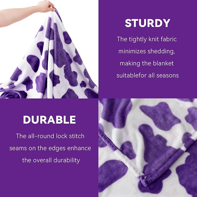 Purple Twin Fleece Blanket - Ultra Soft Flannel Throw for Couch & Bed, Lightweight Warm Blanket for Adults, Teens - Lavender Home Decor Gifts 60"x80"