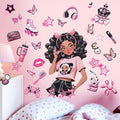Bedroom Wall Stickers for Black Girls: Peel and Stick Fashion African American Butterfly Wall Decals - Wall Art Decor Kids Supplies Ages 1 2 3 4 5 6 7 8 9 10 11 12 Year