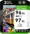 Compatible Replacement for 96xl and 97xl. Works with Officejet 7310 7210 Deskjet 9800 6988 6980 PhotoSmart 8050 Printers. 3 Pack (2 Black, 1 Color)