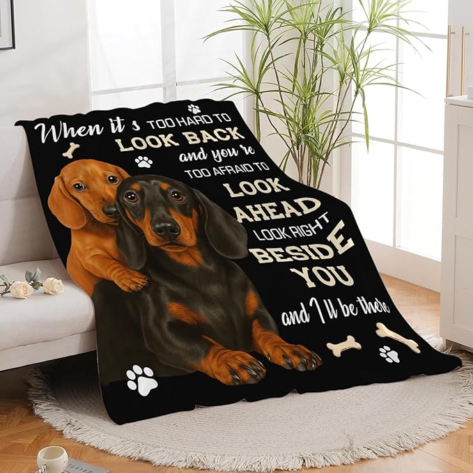 Dachshund Blanket for Girls Women Boys Men Adults Kids Soft Cozy Fleece Wiener Dog Throw Blankets Sausage Dog Lovers Gifts Warm Flannel Plush Lightweight Decor for Couch Bed Sofa 80"X60"