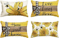 AVOIN colorlife Home Sweet Home Bee Sunflower Throw Pillow Covers, 12 x 20 Inch Love Lives Here Spring Summer Stripes Cushion Case for Sofa Couch Set of 4