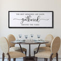 Foutcheou The Best Memories are Made Gathered Around The Table Wall Decor, 32''×12'' Framed Wood Farmhouse Kitchen Sign, Large Horizontal Dining Room Wall Art for Home Family, Black