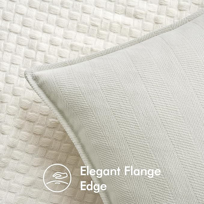 MIULEE Pack of 2 Cream Decorative Pillow Covers 24x24 Inch Soft Chenille Luxurious Couch Throw Pillows Farmhouse Cushion Covers Euro Shams with Elegant Design for Sofa Bedroom Spring Home Decor