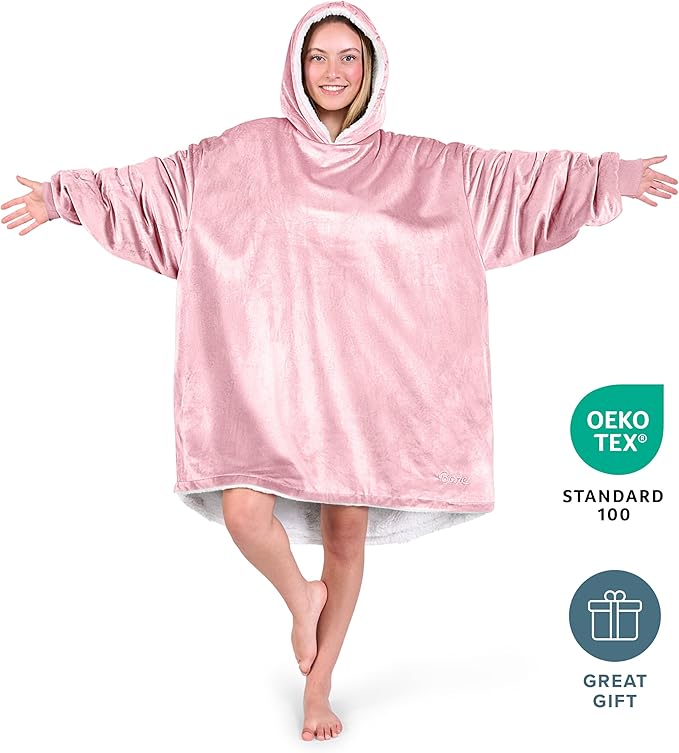 Bare Home Wearable Blanket Hoodie - Soft Plush Sherpa - Warm and Cozy - Oversized Wearable Blanket - Adult & Kid Sizes