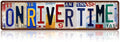 Vintage On River Time Street Sign Wall Decor Metal Tin Signs for Lake House Cottage