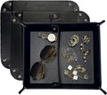 UnionBasic Medium Valet Tray, Jewelry Tray for Rings Watches Earrings, Entryway Catchall Caddy for Coins Keys Change, Nightstand Bedside Valet Holder, Trays for Electronic Gadgets, Black Plus