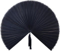 Chicvillage Bamboo Wall Fan Decor - 47” Handmade Woven Bamboo Wall Hanging Fan, Large Japanese Fan Wall Decor for Above Bed, Boho Natural Asian Wall Art, Lightweight & Easy to Hang (Black)