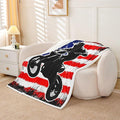 Dirt Bike Fleece Throw Blanket Twin 60"X80" Retro American Flag Throw Blanket For Kids Boys Teen Men,Motocross Rider Sherpa Blanket Black Tie Dye Red Blue Usa Flag Plush Blanket For Bed Sofa Couch