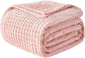 EMME Fleece Blanket, 3D Jacquard Throw Blanket for Couch and Bed, Soft Cozy and Fluffy Blankets Lightweight Luxury Flannel with Geometric Grid Design (Pink, 80" x 90")