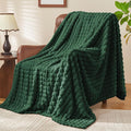 BEDELITE Emerald Green Throw Blanket Twin Size for Bed- Super Soft and Warm 3D Checkered Fluffy Fuzzy Fleece Blanket, Luxurious Plush Cozy Blanket for Room Decor Fall and Winter, 60x80 inches