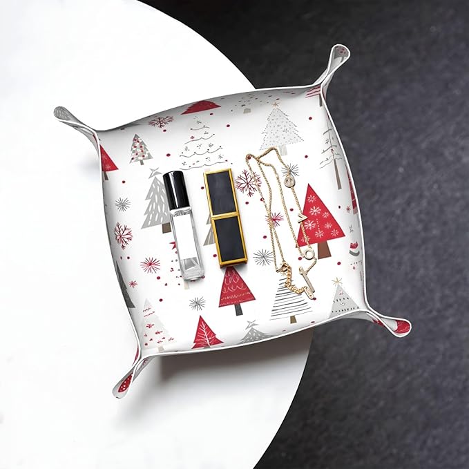 Tray Leather Valet Tray Winter Tree Catchall Trays Key Organizer Night Stand Organizer Bedside Vanity Trays Decor for Entryway Table