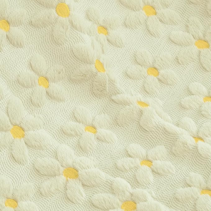 Horaldaily Spring Summer Throw Blanket, Beige Daisy Soft Fuzzy Plush Faux Fur Cozy Blankets for Couch Sofa Bed Lounging, Ideal Gifts for Kids Adults Wife Self, 60x80
