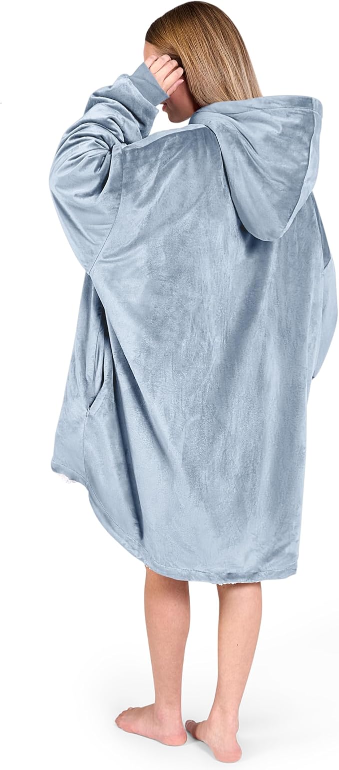 Bare Home Wearable Blanket Hoodie - Soft Plush Sherpa - Warm and Cozy - Oversized Wearable Blanket - Adult & Kid Sizes