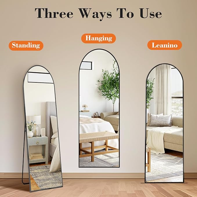 OLIXIS Full Length Mirror 59"x16" for Bedroom, Full Body Mirror with Stand, Hanging or Leaning for Wal