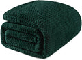 Exclusivo Mezcla Queen Blanket for Bed, Cozy Lightweight Fleece Blankets for All Season, Decorative Giftable Fuzzy Plush Wave Textured Suitable for Women, Men, Forest Green, 90x90 Inches