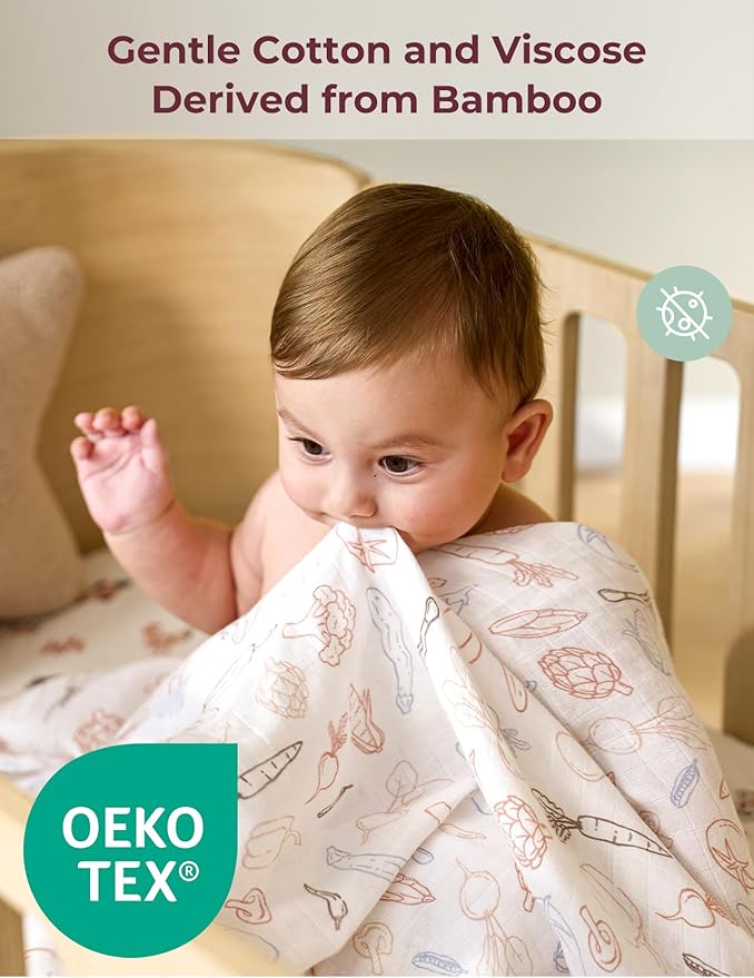 Momcozy Muslin Swaddle Blankets, 4-Pack Breathable and Skin-Friendly Receiving Blankets, Swaddle Blanket Shower Gifts & Baby Registry Essentials, Large 47"x47", Little Homestead