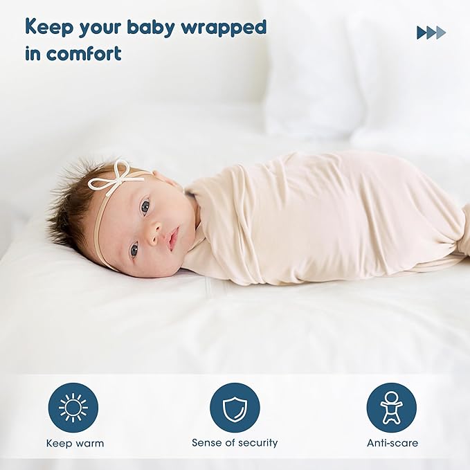 GRSSDER 2 Pack Newborn Swaddle Blanket, Ultra Soft Stretchy Jersey Knit Extra Large Size 33 x 44 Receiving Blankets for Easy Swaddling Baby Snug and Cozy