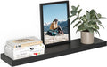 Ballucci Floating Shelf, 36" Wood Wall Shelf with Invisible Brackets for Bathroom, Living Room, Bedroom, Kitchen, Nursery, 8" Deep, Black