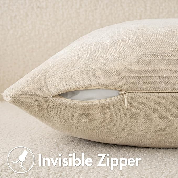 MIULEE Pack of 2 Decorative Throw Pillow Covers Soft Throw Pillows Solid Textured Cushion Covers Home Decor for Couch Sofa Bedroom Living Room 20x20 Inch, Beige Cement