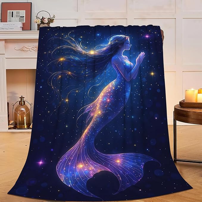 Mermaid Throw Blanket Soft Warm Cozy Mermaids Blankets Fuzzy Plush Fleece Mermaid Blanket Gifts for Couch Bed Sofa Home Decor 40''X50''