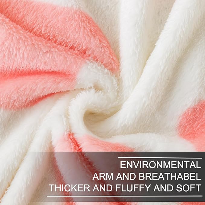 Richave Fleece Cow Print Blanket for All Season - Premium Lightweight Anti-Static Pink and Ivory Twin/Twin XL Size Extra Long Blankets,Bedroom Decor 66" x 90"(Pink Cow)