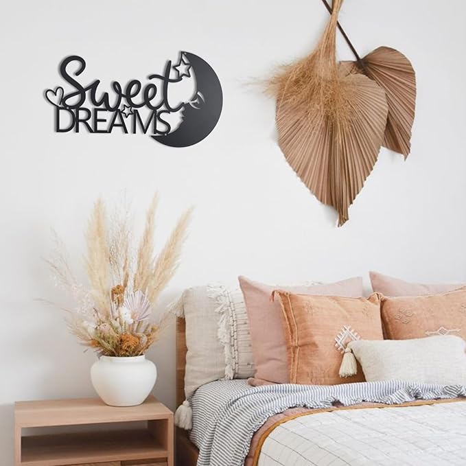 OYEFLY Metal Sweet Dreams Wall Decor,Modern Black Metal Wall Art (style 1)