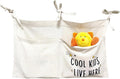 Cute Linen Baby Crib Hanging Storage Organizer, 2 Pockets Nursery Playpen Cloth Bag with Strap, Minimalist Nordic Lightweight Bedside Caddy for Diaper Wipes & Small Toys, Baby Shower Decor Funny Gift