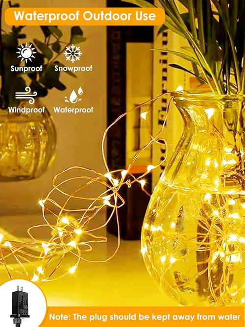 66Ft 200 LED Fairy Lights Plug in, Waterproof String Lights Outdoor & Indoor 8 Modes Christmas Light Bedroom Decor, Timer Twinkle Lights for Girl's Room Garden Party Christmas Decorations (Warm White)