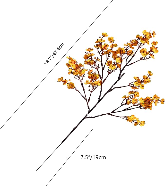 Mandy's Dark Yellow Artificial Baby’s Breath Flowers 6 Bundles Silk Gypsophila, 18.5 Inch European Style Modern Home Decor Centerpiece, Neutral Wedding Flower Arrangements