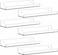 6 Pack Clear Acrylic Shelves for Wall with Adhesive,15 Inch No Drill Floating Shelves for Bathroom,Bedroom,Renter Friendly,Kids Room Bookshelf,Wall Display Shelf for Lego,Funko Pop,Figurine,Perfume