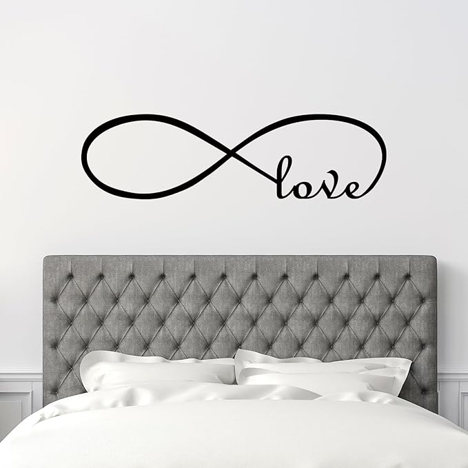 Love Quotes Wall Decals for Bedroom: Inspirational Positive Vinyl Art Wall Stickers for Home Bathroom Living Room - Love Infinity 45" X 12.6"