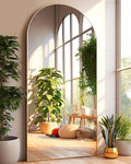Arched Full Length Mirror, Floor Mirror with Stand, 38"x77" Large Mirror, Wall Mirror Full Length, Gold Floor Length Mirror, Body Floor Mirror, Wall Mounted Mirror for Bedroom, Gold