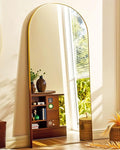 Full Length Floor Mirror - 71x30 Inches Oversized Arched Wall Mirror, Gold Standing Mirror for Bedroom, Living Room, Dressing Room - Elegant Freestanding & Leaner Mirror for Home Decor
