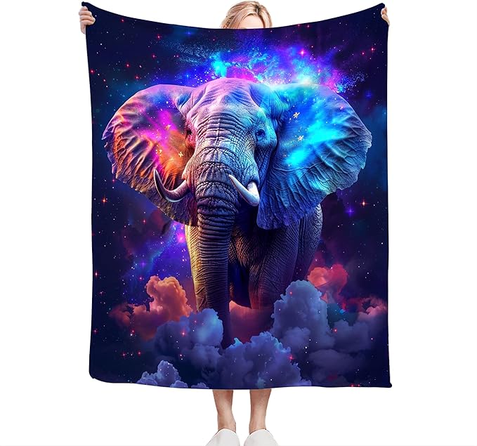 Fantasy Elephant Throw - Soft, Warm & Cozy Fleece Blanket for Girls, Boys, Women, Men, Kids & Adults - Couch, Sofa & Bed - 60"x50"