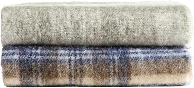 Eddie Bauer - Throw Blanket, Faux Mohair Plaid Bedding with Ultra-Soft Yarn-Dyed Construction, Throw Blanket for Couch or Bed (Hearthstone Plaid Green, 50" x 60")