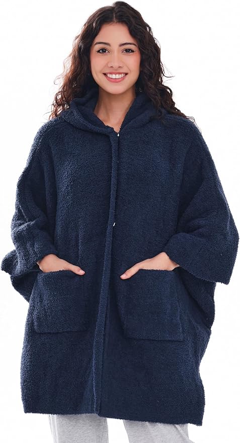 WDCOZY Wearable Blanket Hoodie Poncho Throw Comfy Soft Warm Cape Shawl Cozy Cloak Wrap Hooded with Sleeves For Women Adults