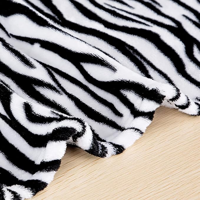 MACEVIA Flannel Fleece Throw Blanket for Couch, Zebra Blanket Black and White for Adult, Lightweight Warm Cozy Soft Blanket for Bed Sofa 260GSM, Suitable for All Seasons (Black Zebra,50x60inches)