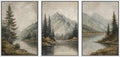 MUDECOR Framed Wall Art Print Set Mountain Landscape Nature with Trees, Lake, and Mountains, Rustic Illustrations Modern Art Decorative Colorful for Living Room, Bedroom, Office - 24"x36"x3 White