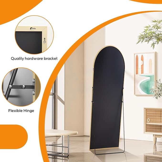 Mirror Full Length, Upgraded Body Wall Mirrors with Shatter-Proof Glass, Floor Standing, Hanging or Leaning, Tall Mirror with Stand Aluminum Alloy Frame for Bedroom Cloakroom