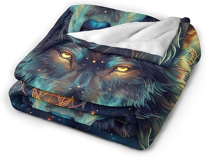 Wolf Fantasy Throw Blanket - Gifts and Decor for Girls, Boys, Women, Men, Kids, Adults - Soft Warm Cozy Fleece for Couch, Sofa, Bed 80"x60"