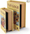 Decorative Books Storage Box Leather & Wood Decor Aesthetic Home Decor for Coffee Tables Bedside Tables Bookshelves Secret Storage for Jewelry,Keys Data cables,photos,souvenirs,set of 2