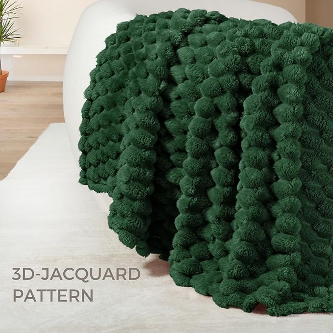 Whale Flotilla Throw Blanket for Couch with Jacquard Pattern, Fuzzy Soft Cozy Exquisite Blankets for All Season, Warm and Fluffy, 50x60 Inch, Emerald Green